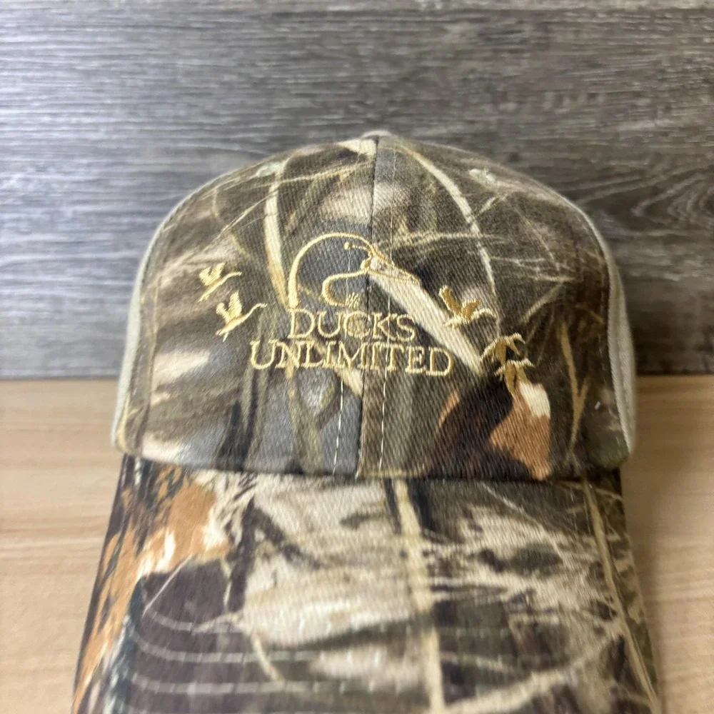 Ducks Unlimited‎ Hat Cap Strap Back Camouflage Embroidered DU Leader Camo Mens